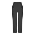 thumbnail image 6 of Karight Linen Pants for Women Summer Casual High Waisted Drawstring White Beach Pant Black, 6 of 6
