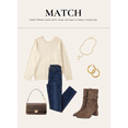 thumbnail image 4 of Eytino Sweaters for Women Long Sleeve Fall Back Bow Knot Sweaters Crew Neck Solid Knit Pullover Tops, 4 of 11