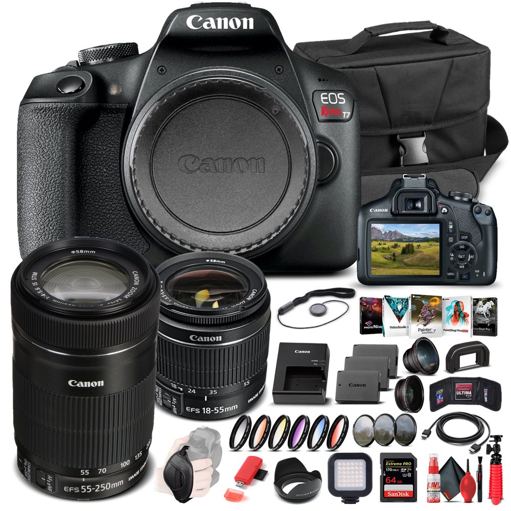 Canon EOS Rebel T7 Camera W/ 1855mm and EFS 55250mm Lens Advanced
