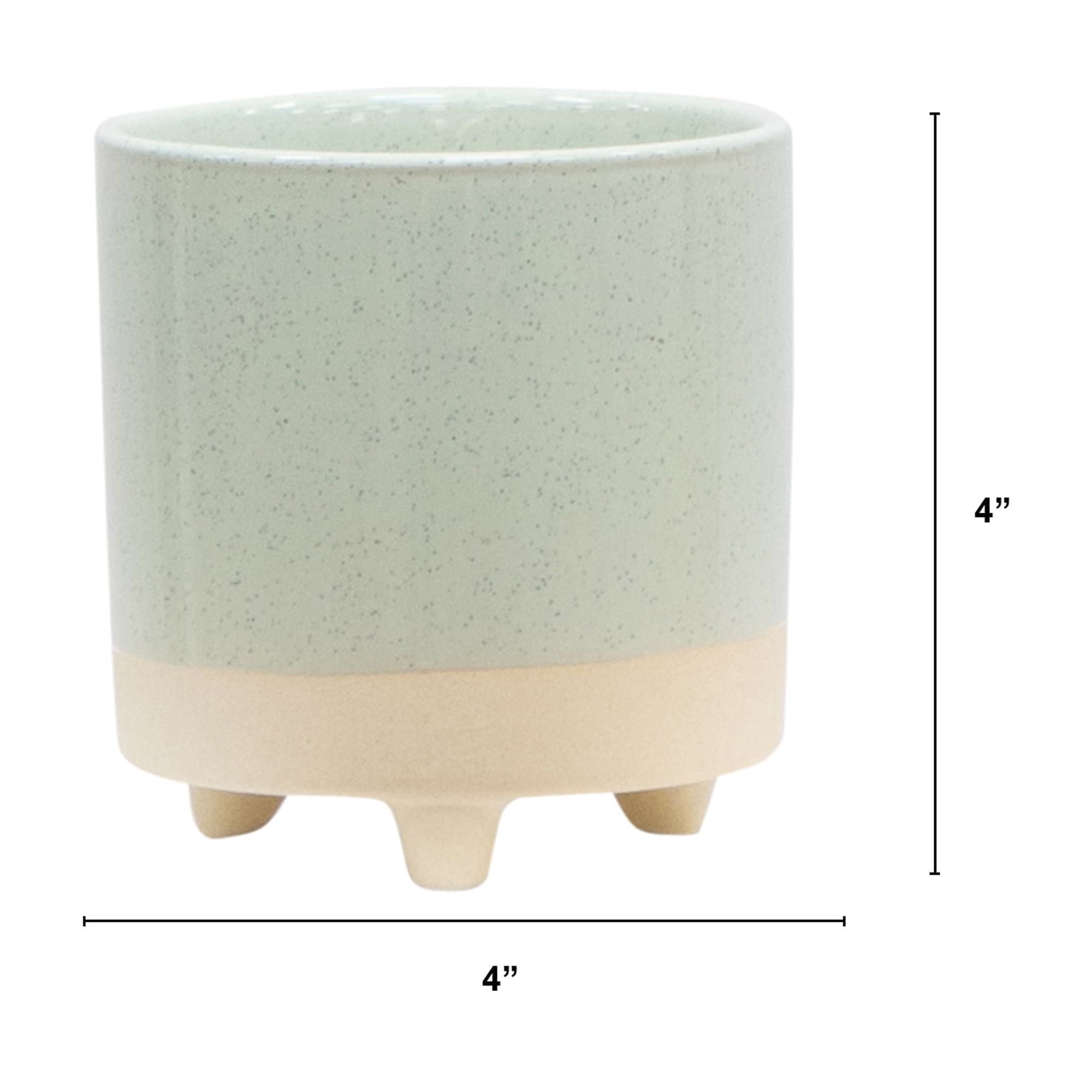 Mainstays 4" Two Tone Green Ceramic Footed Planter