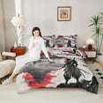 thumbnail image 4 of jejeloiu Japanese Samurai Bedding Comforter Set,Retro Ink Painting Twin Comforter Sets,Red Flower Floral Bedding Set For Boys Kids,Microfiber Bedroom Decor Reversible,2 Pieces, 4 of 8