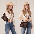 thumbnail image 5 of Wrangler Women's Hobo Shoulder Bag, Adjustable Strap Purse with Iconic W‑Stitching Pockets, Coffee, 5 of 7