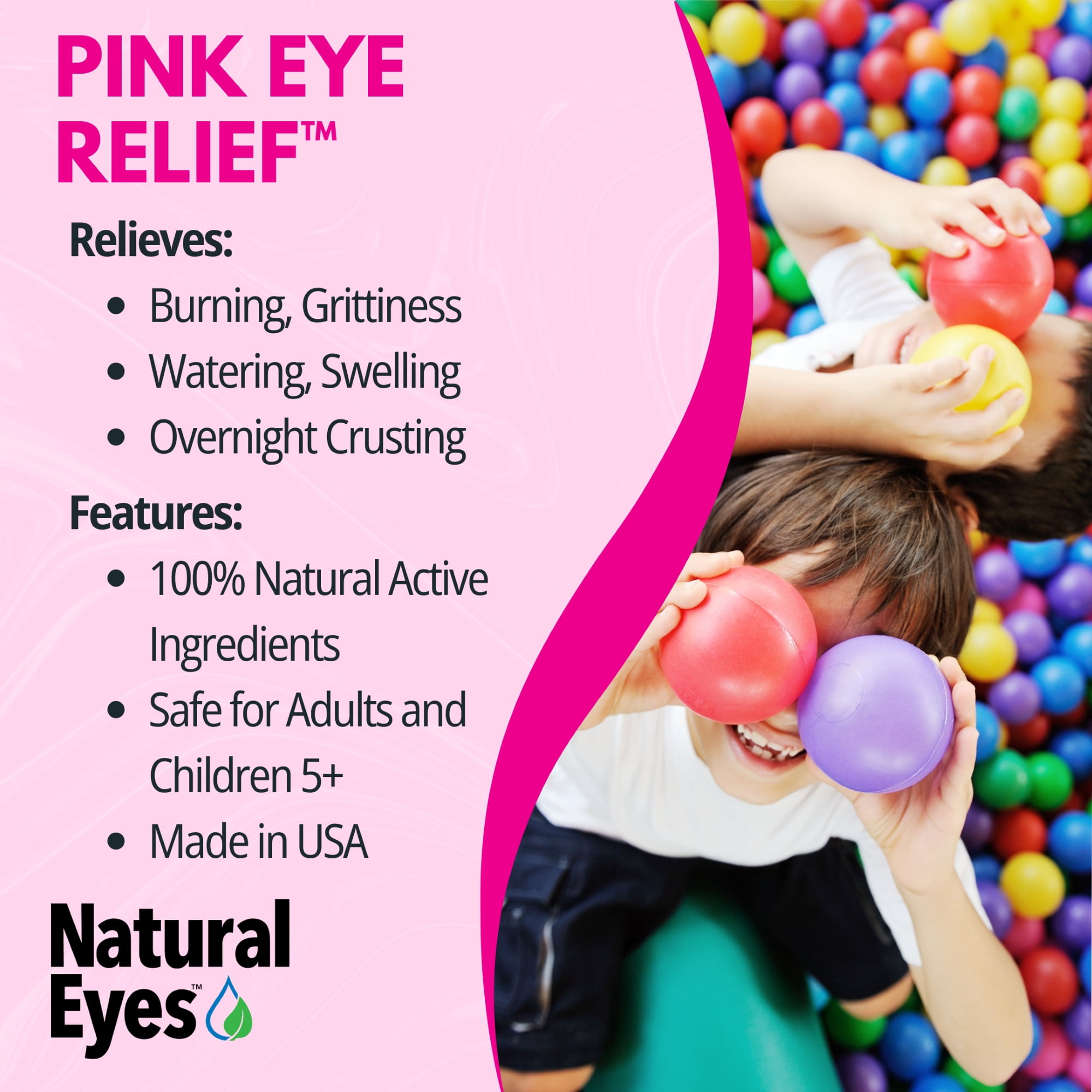 The Relief Products, Natural Eyes, Pink Eye Relief, Fast Dissolving Tablets,  70 Ct