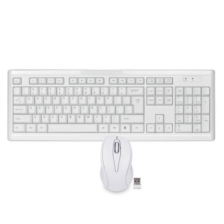 - 108 Key 2.4GHz Wireless USB Slim Multimedia Keyboard Optical Mouse Bundle White