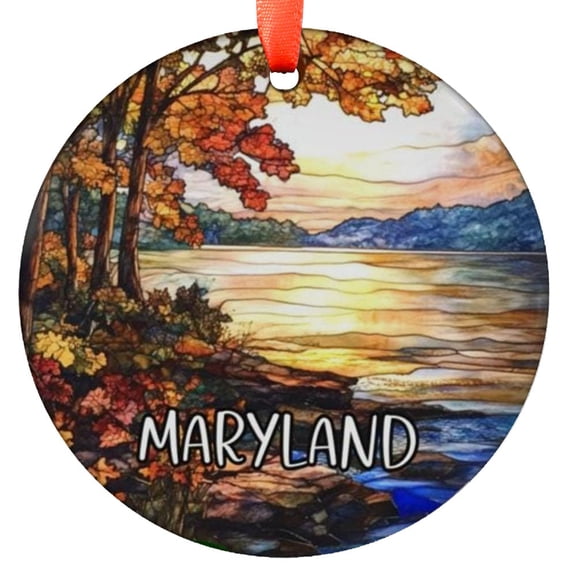 Custom Maryland Ornament | Faux | Unique Souvenir |Vacation Travel Gift | Holiday |Christmas Decor, Holiday Keepsake, Xmas Tree Hanging Decoration, Seasonal Gift Idea, Collectible