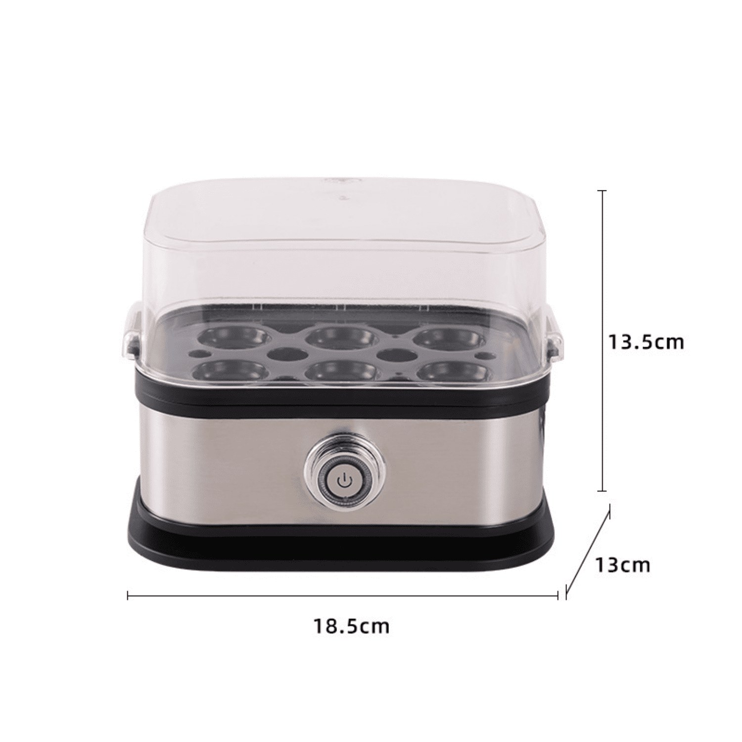 Smart egg cooker with automatic shutoff function, easy to boil eggs, top stainless steel egg cooker, one-touch operation, with tray cover, can boil 6 eggs, suitable for hard boil/soft boil/medium boi