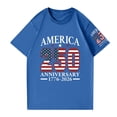 thumbnail image 5 of Women's Short Sleeve Round Neck T-Shirt with USA 250th Anniversary Flag Print, Loose Fit Casual Independence Day Top for Patriotic Celebrations Blue 3XL, 5 of 5