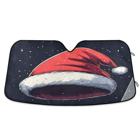Car Sun Visor 57*31.5inch Windshield Sun Shield Car Sun Curtain Car Sun Shield Car Sun Insulation Suitable For Most Vehicles Christmas Style Hat