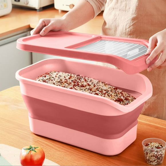 Sokhug Dog Food Container, Collapsible Pet Food Storage Container 26-30 lb with Airtight Lid, Plastic Storage Bin with Dog Food Scoop and Measuaring Cups