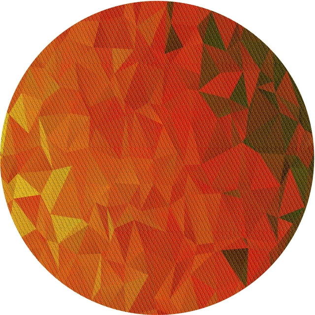 Ahgly Company Machine Washable Indoor Round Transitional Orange Red Orange Area Rugs, 7' Round