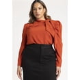 thumbnail image 3 of ELOQUII Women's Plus Size Drape Front Blouse, 3 of 6
