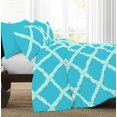 thumbnail image 3 of 1 Piece Luxury Two Tone Diamond Ruffle Pattern Comforter Super Soft, All Season 800 Thread Count, 100% Egyptian Cotton, Oversized Super King Size Turquoise Blue-Aqua Blue Color, 3 of 4
