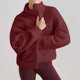 thumbnail image 2 of Camisa gris para mujer,Chaqueta de terciopelo con capucha de doble cara para mujer, forro polar, cremallera frontal completa, cuello alto, manga larga, bolsillos, ropa deportiva informal, sopatenor, 2 of 9