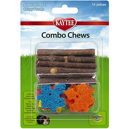 Kaytee Combo Chews, Apple Wood and Crispy Puzzle, 16 Pieces (Best Wood For Rabbits To Chew)