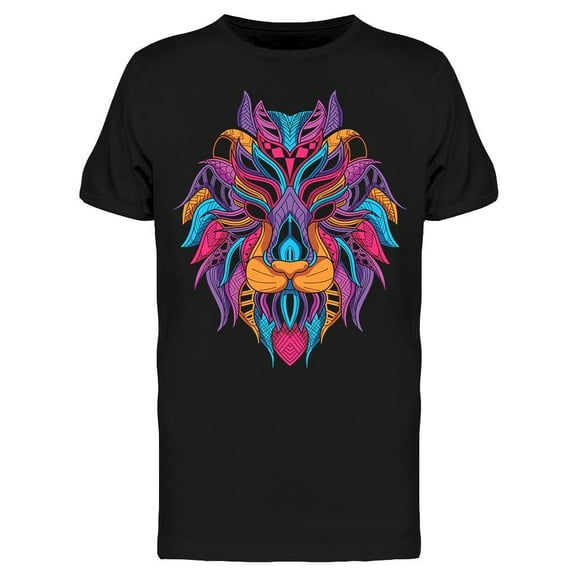 Lion Head In Neon Colors T-Shirt Men -Image by Shutterstock, Male x-Large