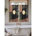 thumbnail image 7 of Tier Curtains 45 Inches Long, Boho Black Window Treatment Curtain Drapes, Brown Modern Stripes Moon Abstract Leaf Window Half Privacy Curtains for Bedroom Bathroom, 42"x45", 2 Panels, 7 of 7