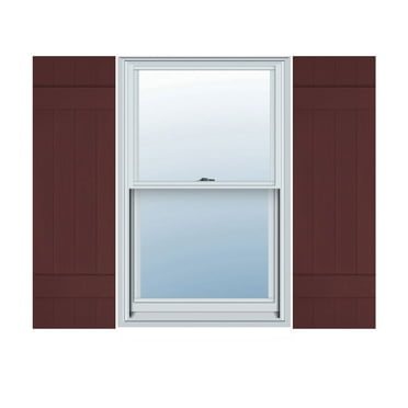 14 in. W x 43 in. H Builders Edge, Standard Four Board Joined (2 Batten), Board-n-Batten Shutters, Includes Matching Installation Spikes, 078 - Wineberry