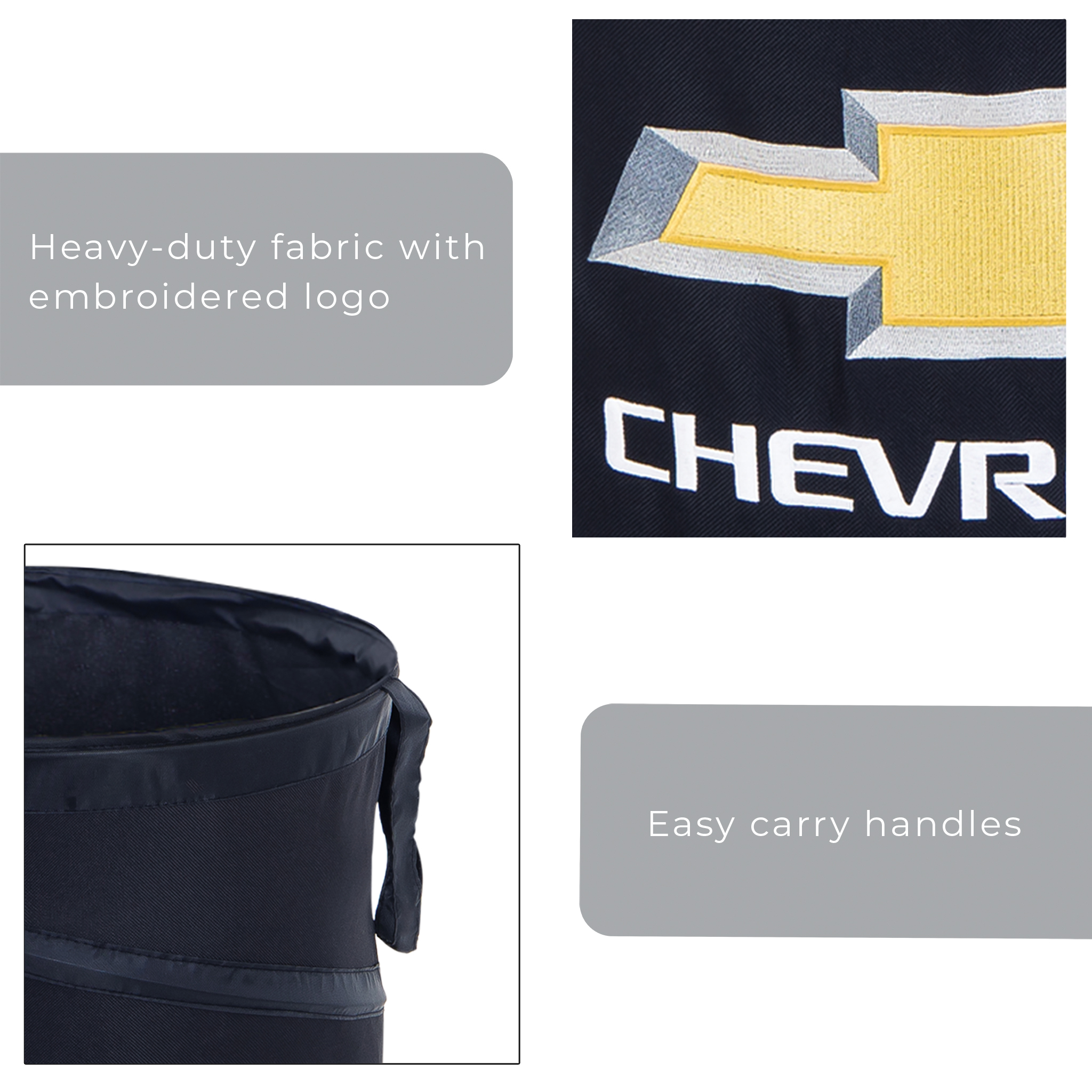 Pop-Up Spiral Laundry Hamper Bag Heavy Duty Polyester - Holds 2 Loads - 15 x 25 inch  - (Black) - Chevy