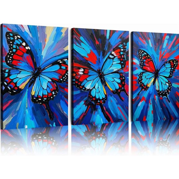 Hieng Unframed Wall Art Canvas Butterfly Insect Original Art Animal Oil Painting Small Mural