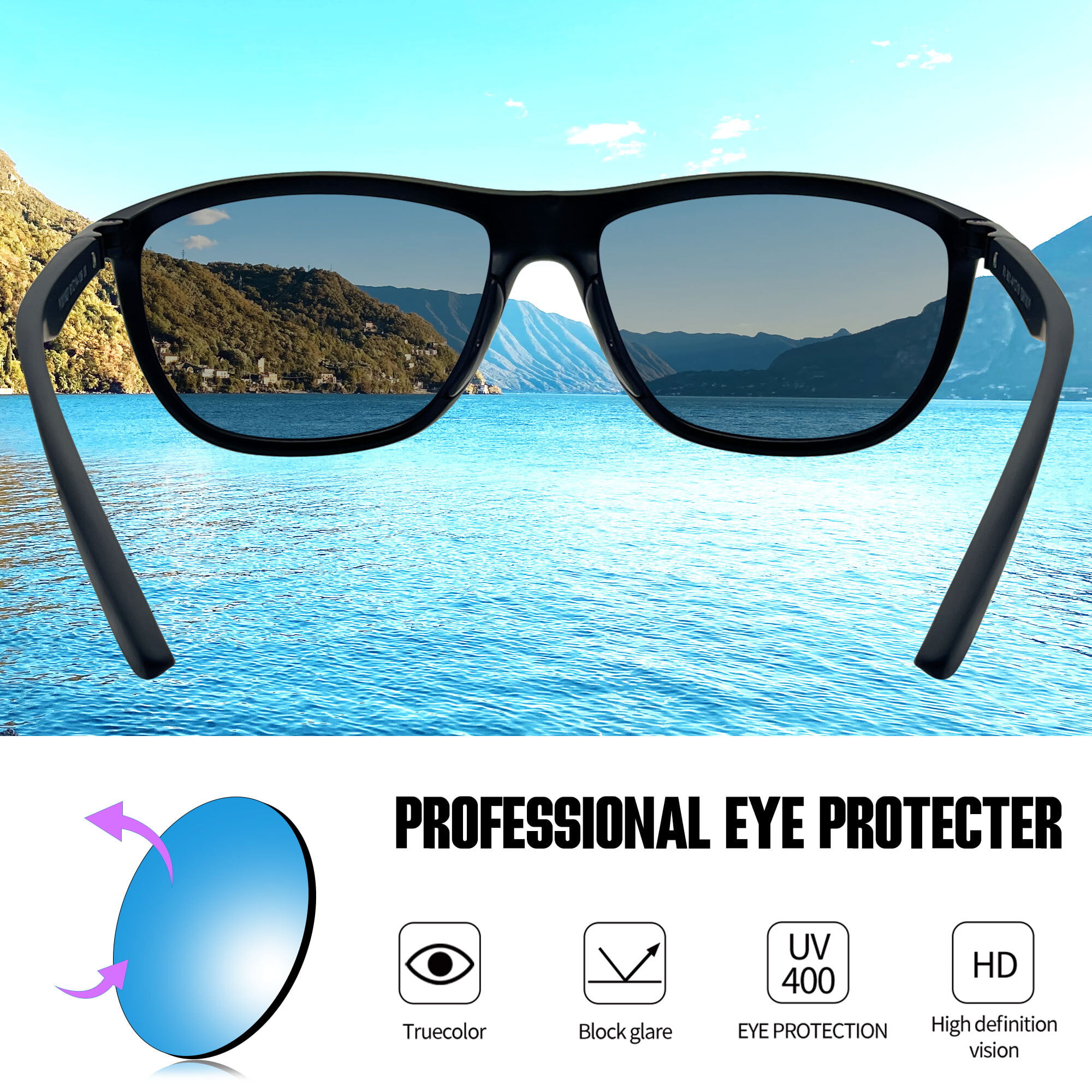 Joopin High Protection Polarized Sports Sunglasses for Men Women - UV Blocking Sun Glasses for Running Fishing Golf Cycling
