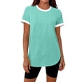 thumbnail image 4 of fatyb Workout Tops for Women Short Sleeve Color Block Running Shirts Womens Lightweight Athletic Tee, 4 of 7