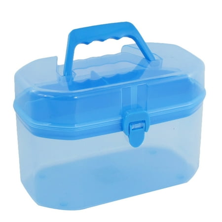 Unique Bargains Light Blue Plastic 4 Compartments Rings Jewelry Storage Box Organizer