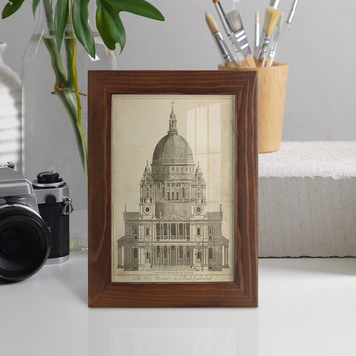 St. Paul's Cathedral -Framed Print w/glass-Chestnut