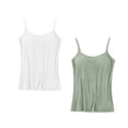 thumbnail image 3 of DJskiyers Women's Camisoles with Built in Bra Plus Size Cotton Tank Tops Basic Comfy Sleeveless Tee Shirts Pack of 2, 3 of 4