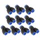 thumbnail image 1 of Conectores de aire de empuje 1/2"x3/8"x3/8" en forma de Y, conector rápido de línea de aire de plástico, 10 piezas, tono azul, negro y plateado., 1 of 7