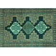 thumbnail image 1 of Ahgly Company Machine Washable Indoor Rectangle Persian Turquoise Blue Traditional Area Rugs, 4' x 6', 1 of 4