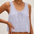 thumbnail image 6 of WRKEKC Cami Tank Tops for Women V-Neck Lace Trim Button Front Linen Sleeveless Top with Tie Detail and Loose Boho Style for Summer, 6 of 6