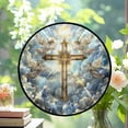 thumbnail image 2 of Jesus Cross Stained Glass Window Hangings, Cat Butterfly Sunflower Handcrafted Stained Glass Suncatchers, Gift for Cat Lovers Nature Lovers, Stained Glass Ornament 2025, Holiday, 2 of 6