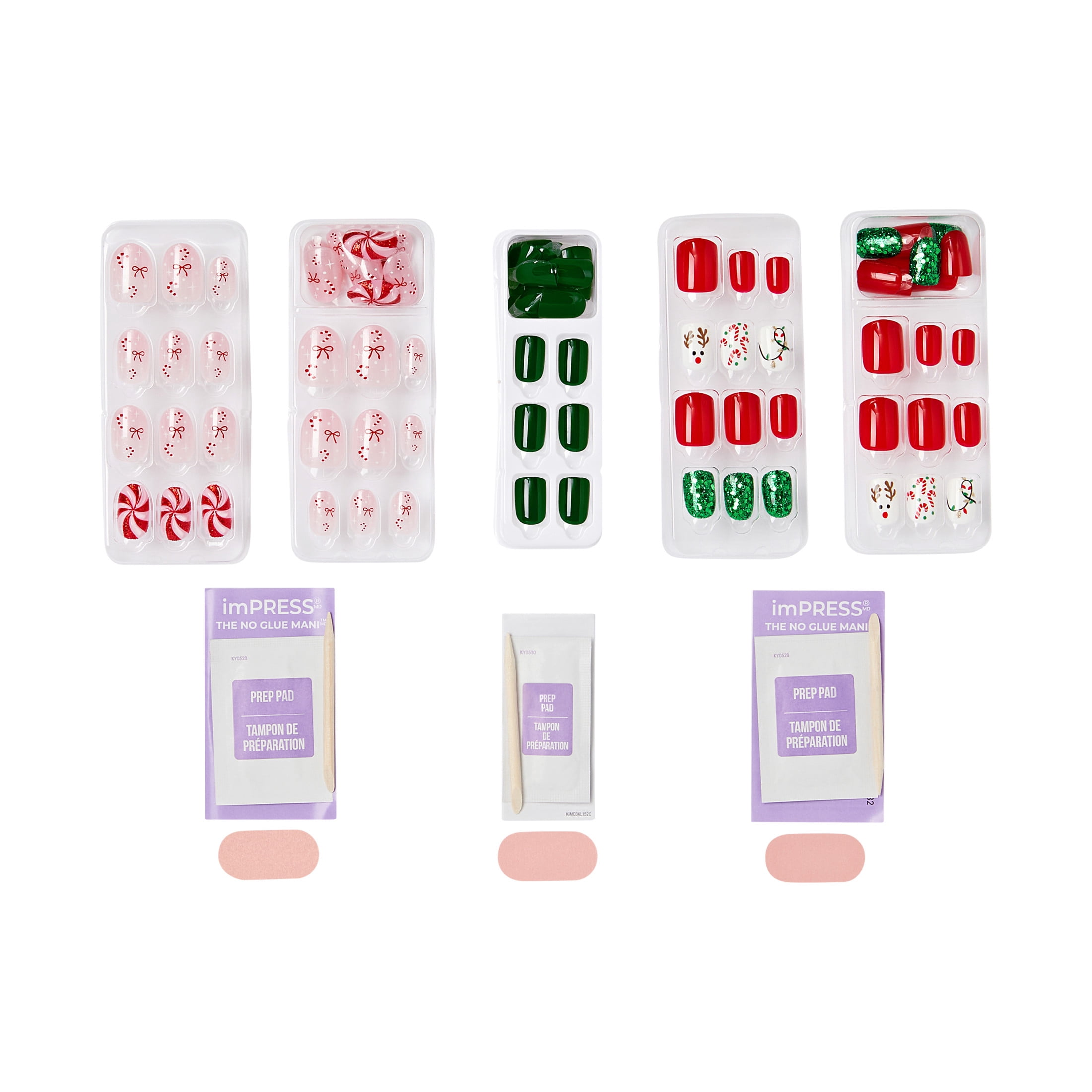 Kiss Impress Press On Nails Limited Edition Holiday Gift Set #12, 3-Pack, 90 Fake Nails