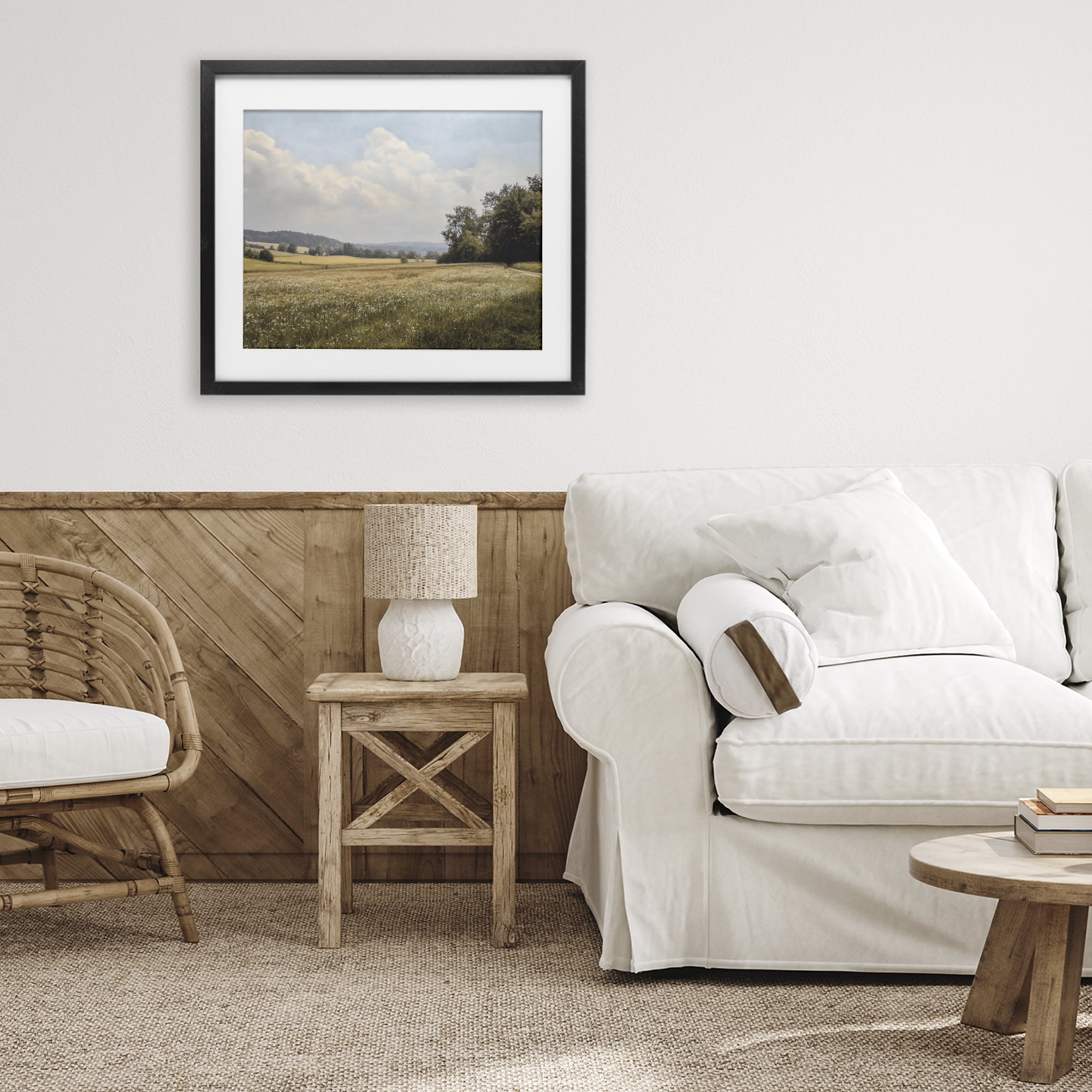 Stupell Industries Summer Landscape Cloudy Meadow Black Framed Print Under Glass, design by Franklyn Gregory
