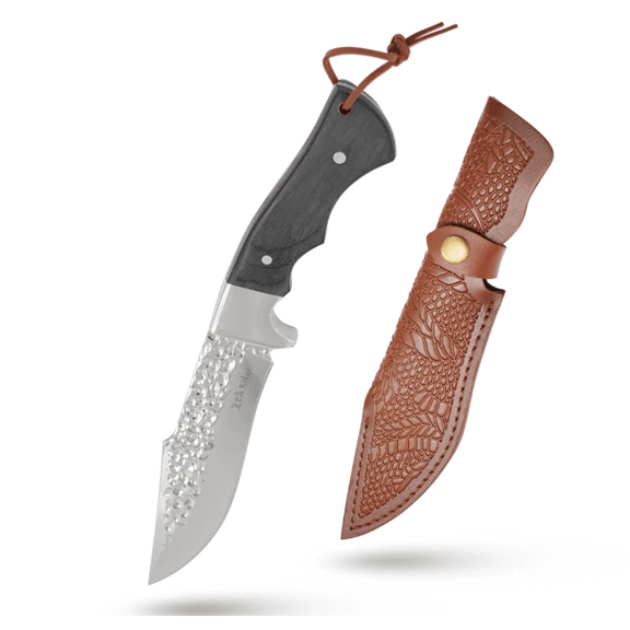 Elk Ridge -Full Tang Hand Forged Fixed Blade Knife w/Leather Sheath