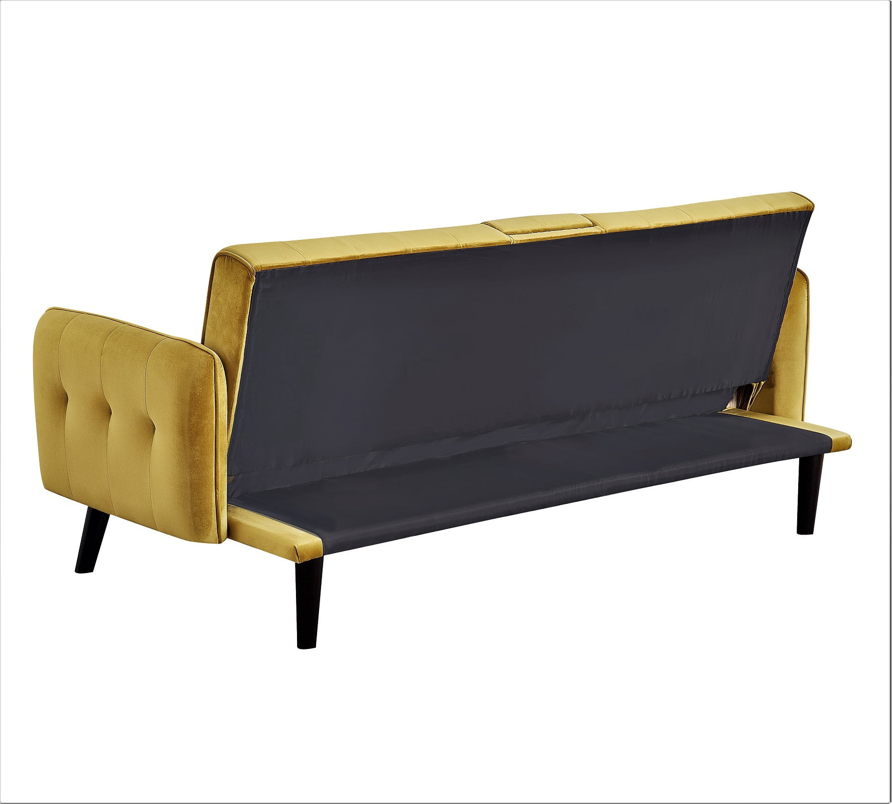 Uspridefurniture Beniamino 78'' Velvet Square Arm Twin Sleeper,Yellow