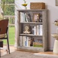 thumbnail image 4 of JOAXSWE Set of 2 Farmhouse Bookcases, 43" Tall 3 Tier Wooden Bookshelf with Adjustable Shelves, Open Storage Organizer for Home Office, Grey, 4 of 8
