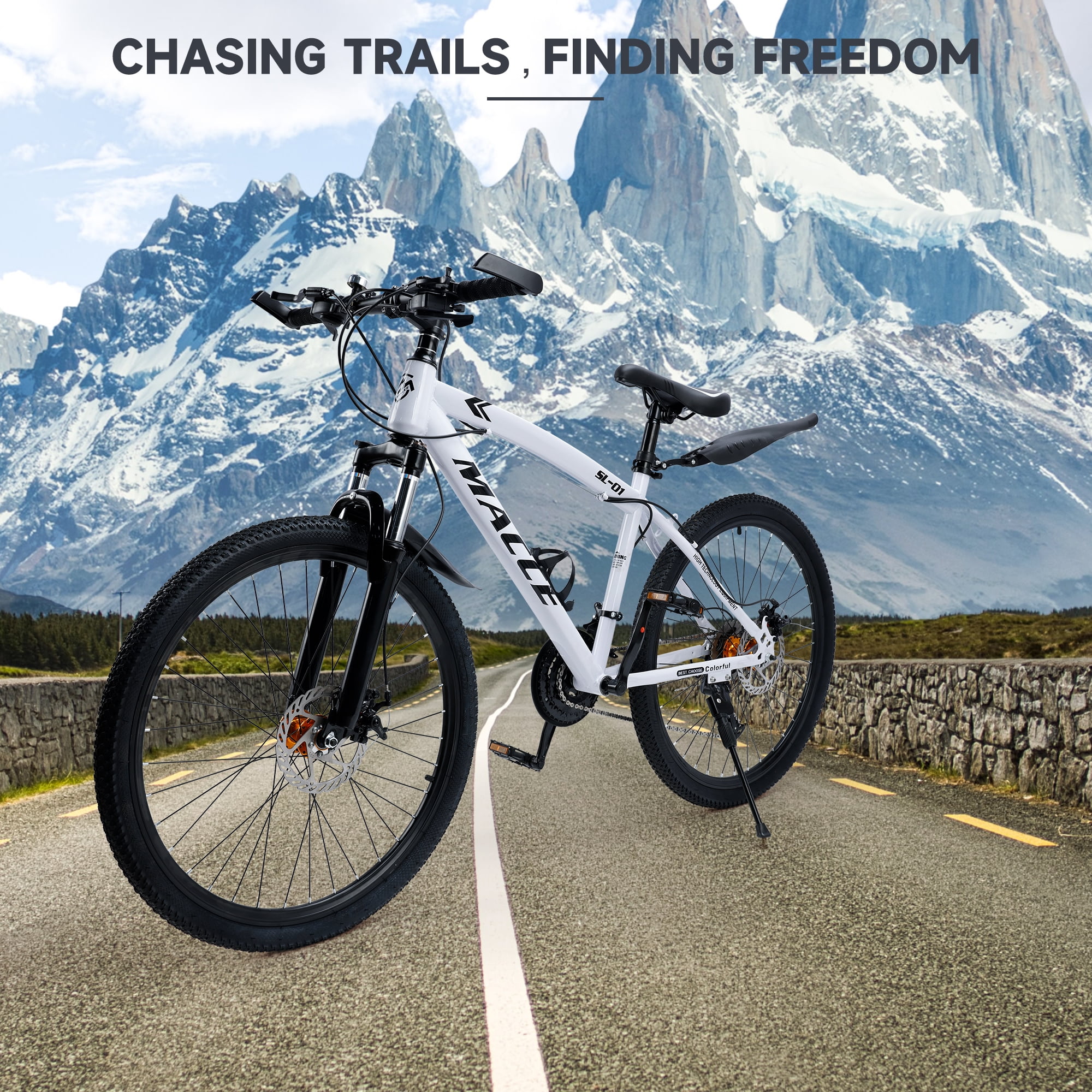 26/27.5 inch Mountain Hardtail Mountain Bike for Men/Women, 27 Speed Twist Shifting, Front Suspension, Comfort Saddle, Purple/Black/White