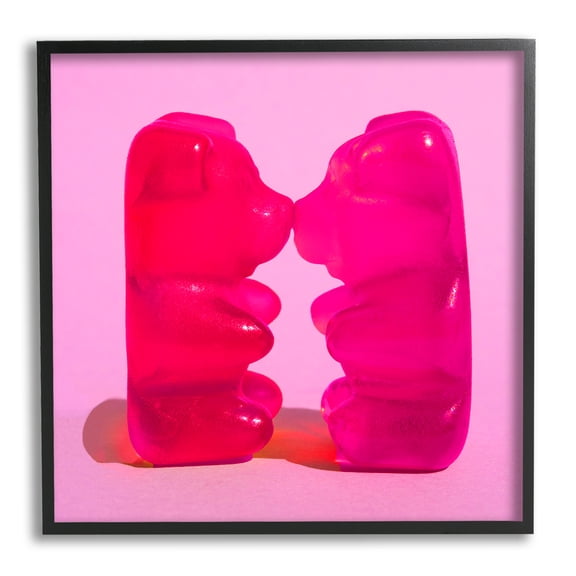 Stupell Industries Kissing Gummy Candy Bears Food & Beverage Painting Black Framed Art Print Wall Art, 12 x 12