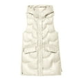 thumbnail image 5 of Baberdicy Puffer Vest Womens Long Version Vest Quilted Faux Down Filled Hooded Vest Suitable for Autumn and Winter Vests for Women 2024 Beige Xl, 5 of 6