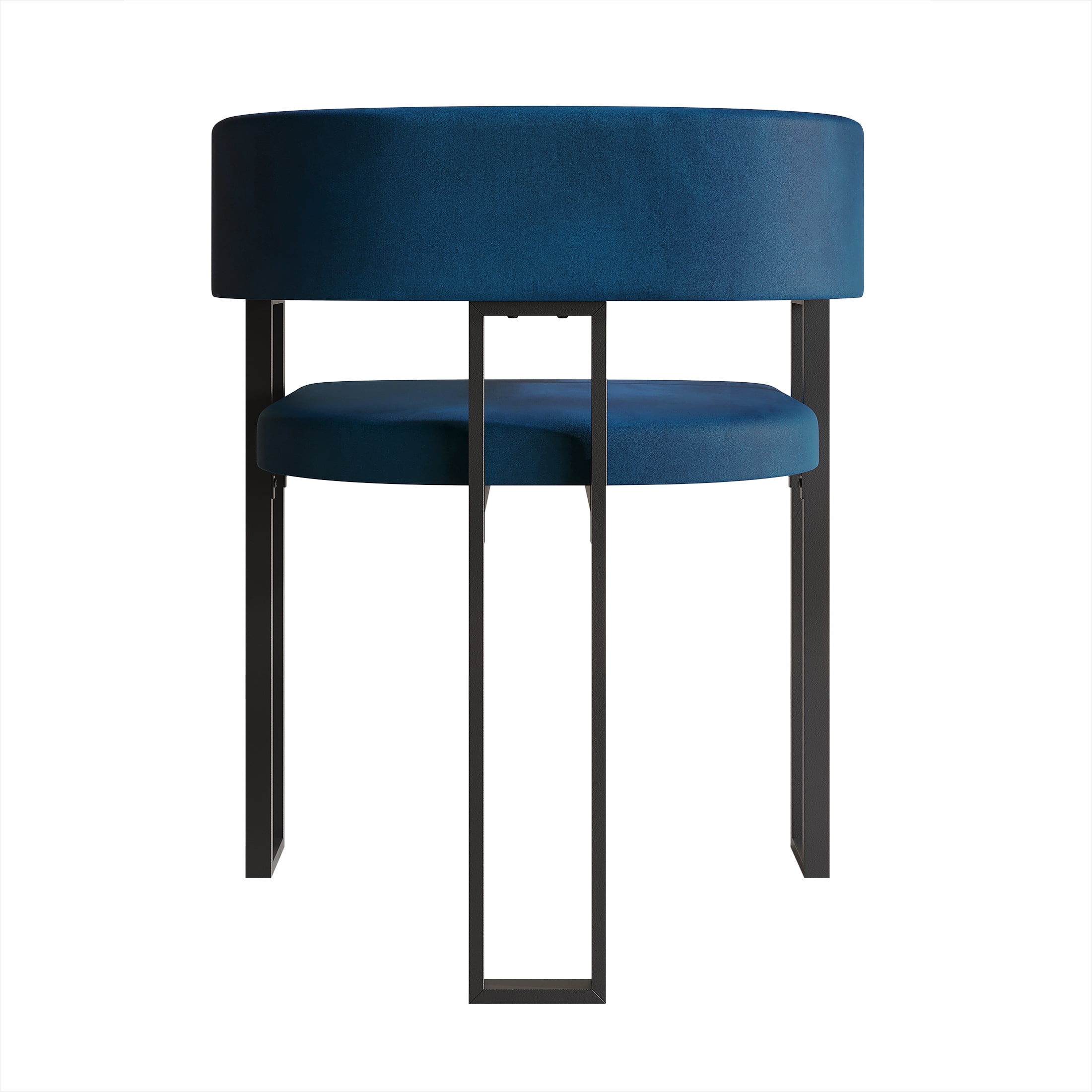 Castle Place Minimalist Black Metal Dining Chair, Navy Blue Velvet