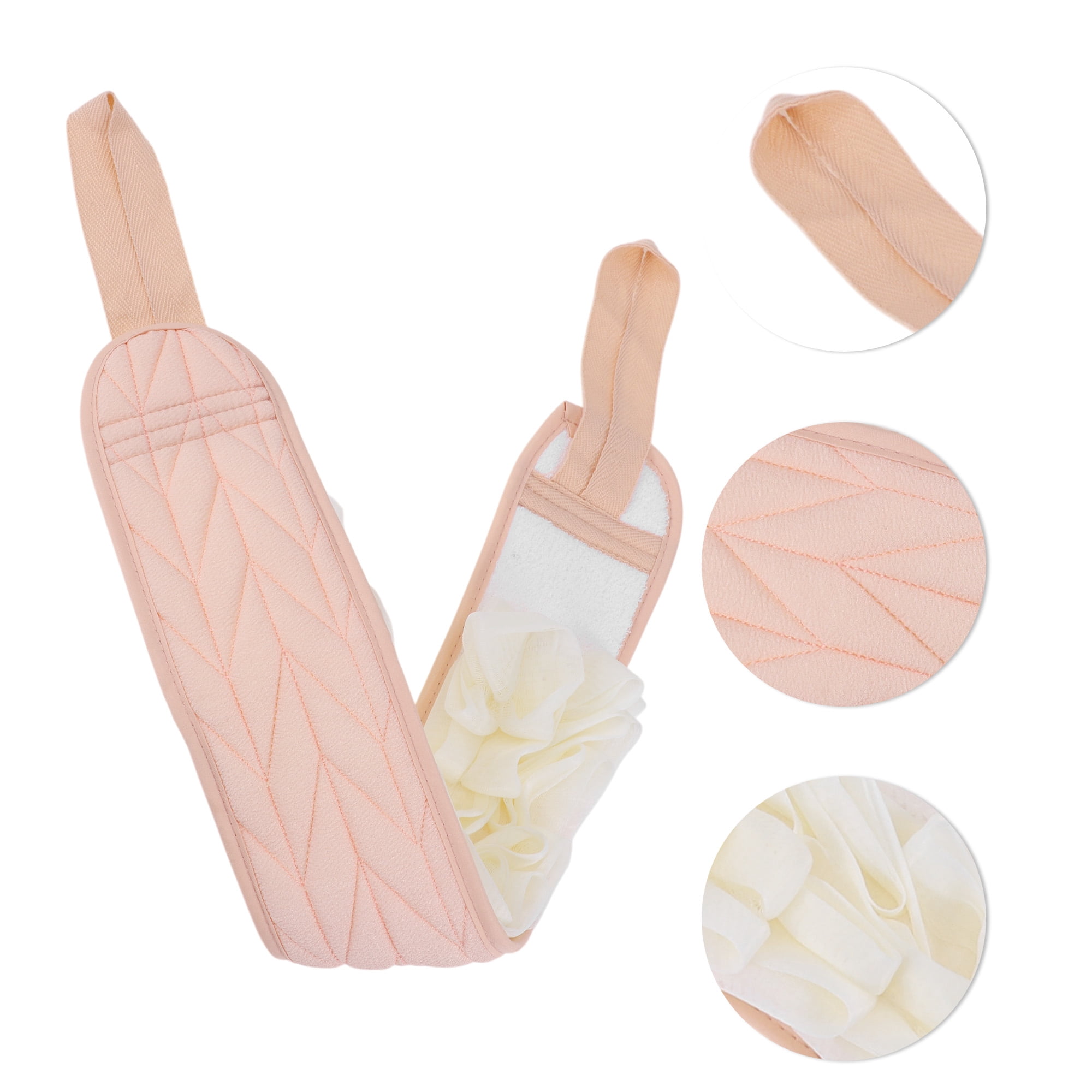 Unique Bargains Wheat Pattern Loofah Body Scrub Towel Exfoliating Towel Pink