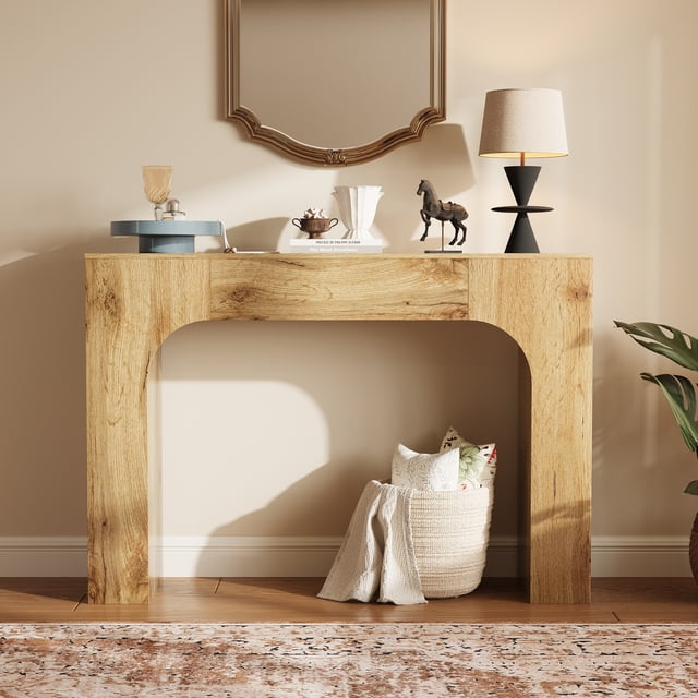 EDTara Narrow Farmhouse Entryway Table, Rustic Wood Console for Hallway, Living Room, or Foyer