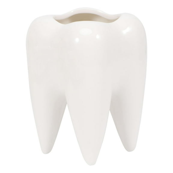 Viveous 1pc Ceramic Flower Pot Succulent Pot Plants Succulent Potted Holder Tooth Shape Design for Office (White)