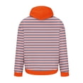 thumbnail image 4 of Pullover Hoodie Men Cozy Fleece Casual Trendy Striped Sweatshirts Front Pocket Long Sleeve Hooded Winter Tops (L, Orange 01), 4 of 4