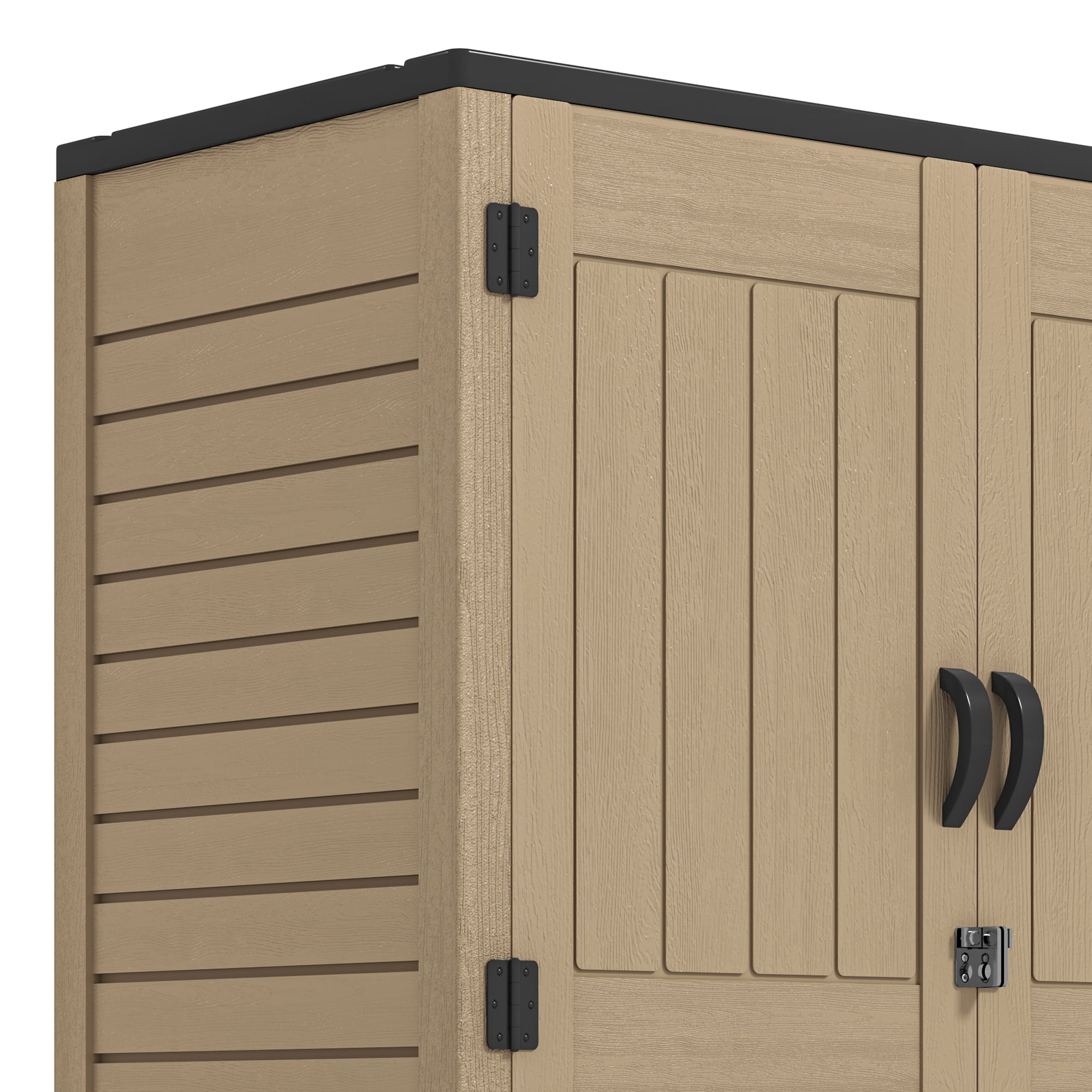 Dextrus Tall Outdoor Storage Shed, Vertical Lockable Tool Storage Resin Shed for Garden, Garage, Patio, No Shelves Included, Brown