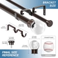 thumbnail image 3 of Urbanest Adjustable Double Curtain Rod Set Crystal Ball Flat Button Finials – 1″ Front & 5/8 Back Rod With Bronze Rod, 48–84 Inches, 3 of 6