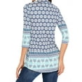 thumbnail image 4 of ZXSXSY Women Floral Print 3/4 Sleeve Buttons Pleated Front Blouse, 4 of 7