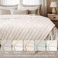 thumbnail image 6 of Regal Living Luxury Reversible Textured Stripe Faux Fur & Velvet Twin Throw, Taupe, 66" x 90", 6 of 8