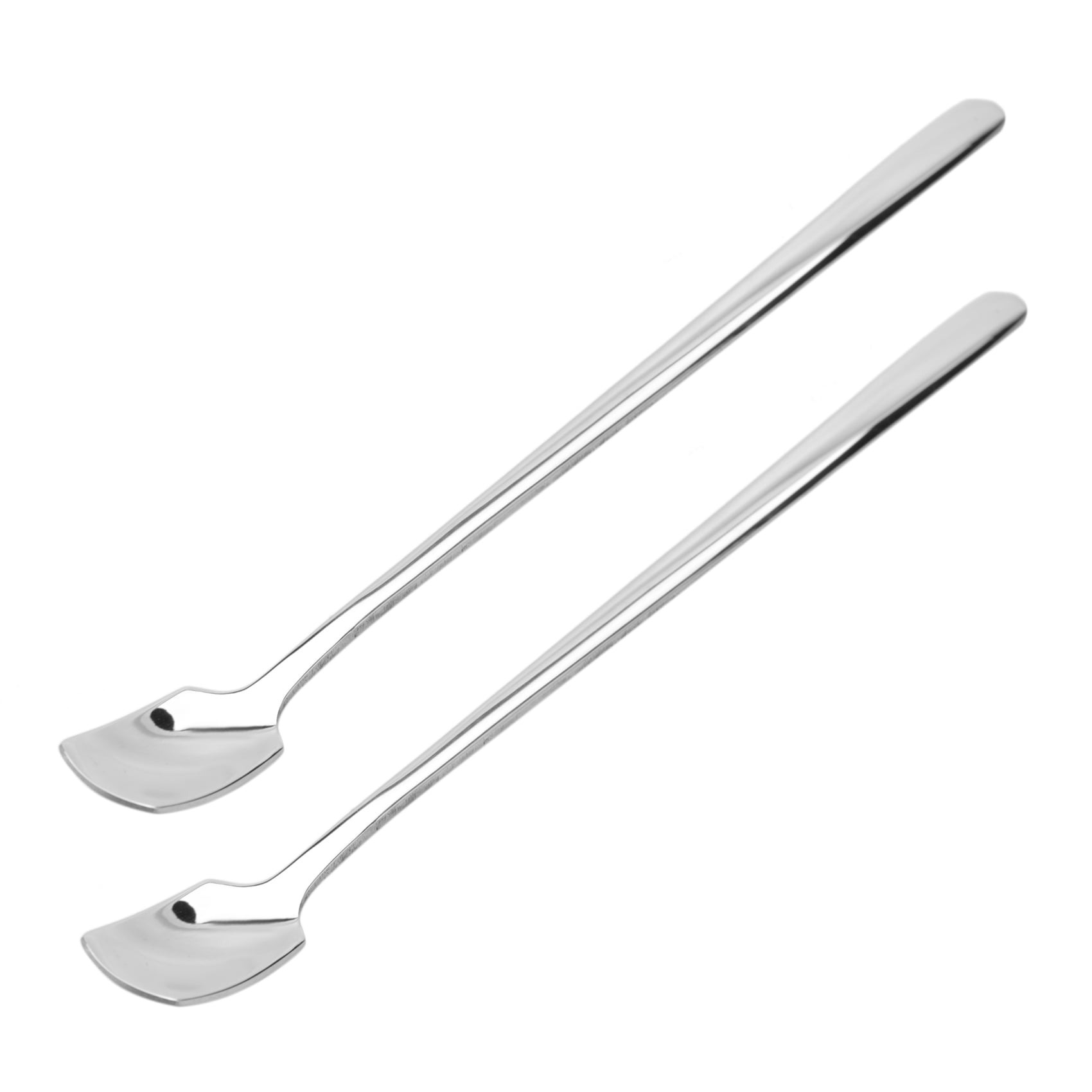 2 Pc Long Handle Ice Cream Spoon Stainless Steel Square Head Mirror